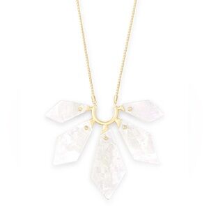 Kendra Scott Mari Gold Long Pendant Necklace in Ivory Mother-of -Pearl